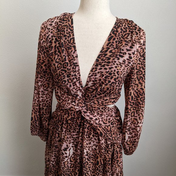 Anthropologie Ranna Gill Cutout Animal Print Midi Dress - Picture 8 of 11